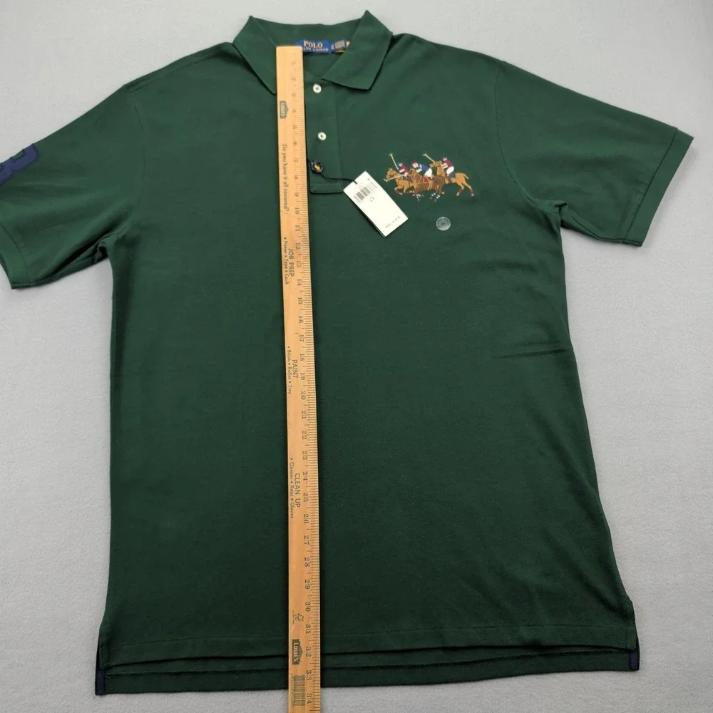 Polo Ralph Lauren‎ Polo Shirt Mens LT Tall Green Pique Polo Match 3 Triple Pony